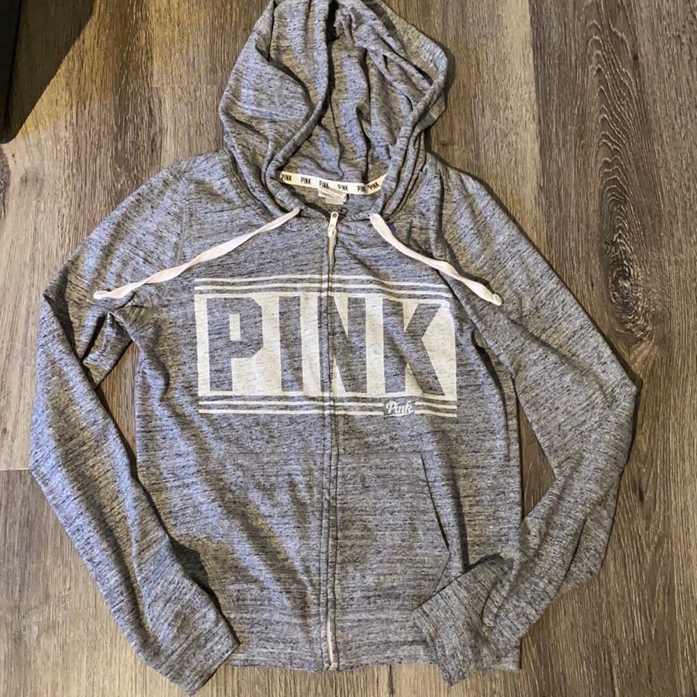 Victoria’a Secret PINK grey zip hoodie, sm